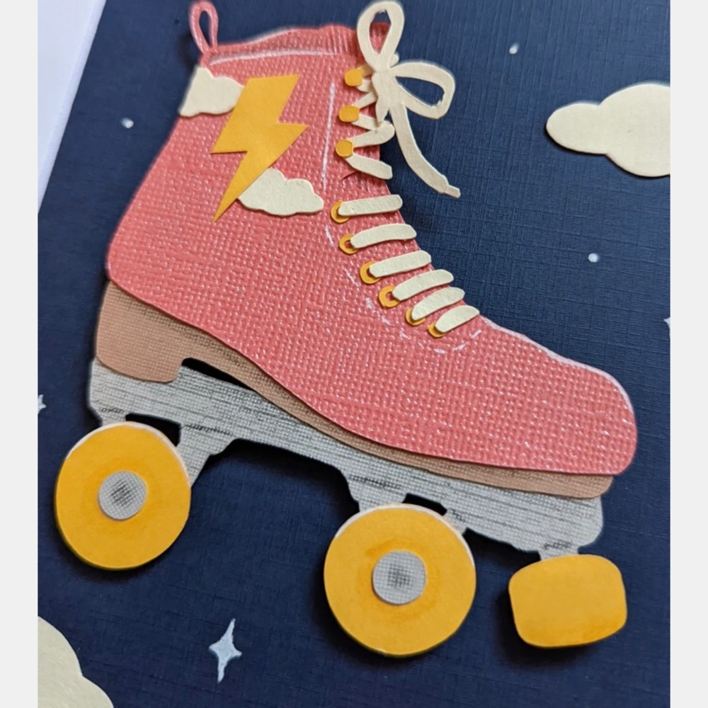 Original art. Cut paper roller skate. 5X 7 matted to an 8 x 10 artwork